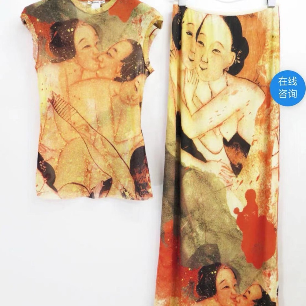 ISO vivienne tam Chinese mesh print dress/top/skirt/sets